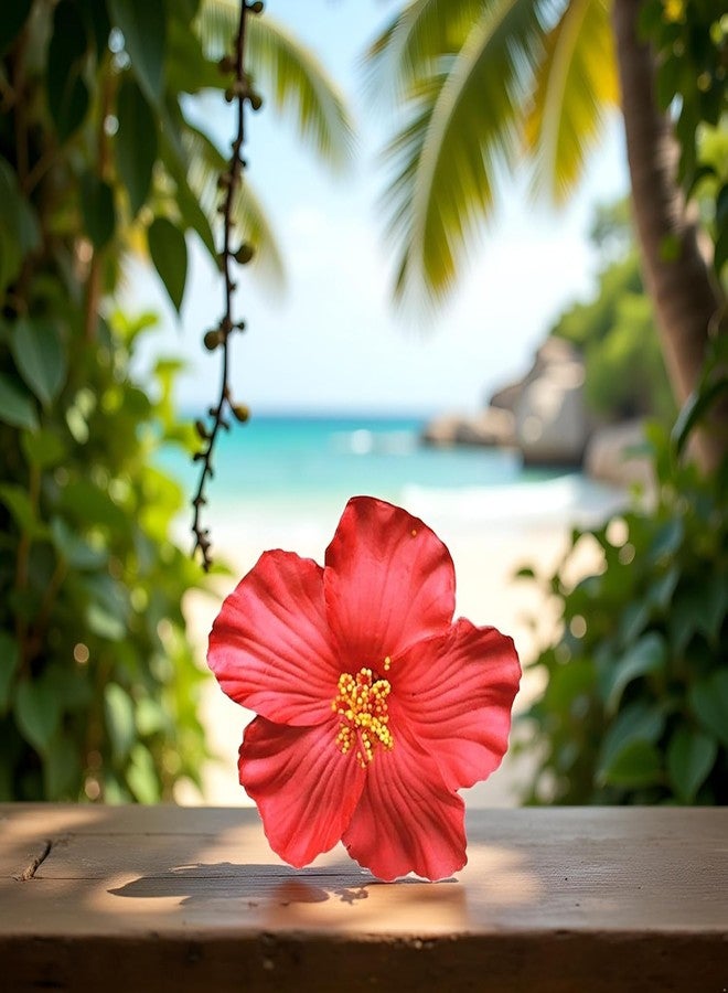 GOUDOGEDC Red Hawaiian Flower Hair Clip for Women Girls Fashion Bohemian Flowers Hair Accessory for Dancer Bridal Wedding Beach Party Hair Accessories (8cm) - Image 4